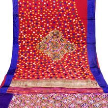 Multi Color Wool Threads Mirror Work Embroidered Fabric