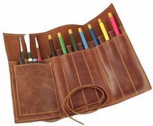 Vintage Style Leather Roll up Pencil