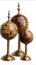 Bone Inlay Table Top Globe Decoration Set