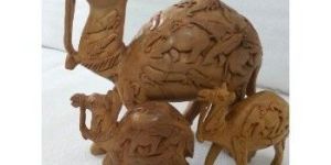 Hand Carved Wood Camel Statue