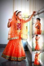 Rust and Maroon Golden Enamel Work Lehanga