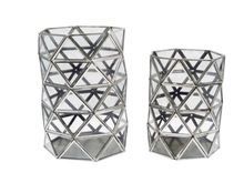 Modern Metal Glass Facets Hurricane