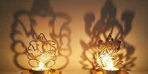 Steel Wooden Candle Holder