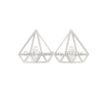 Diamond Shape Fine Silver Earring