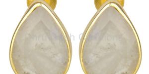 Gold Plated Rainbow Moonstone Earring