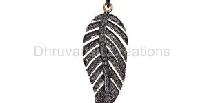 Leaf Shape Pave Diamond Pendant