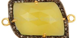 Pave Diamond Prehnite Connector