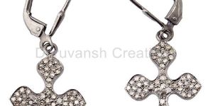Pave Diamond Silver Earring
