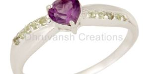 Peridot and Amethyst Gemstone Ring