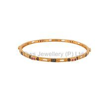 Ruby Natural Diamond Designer Gold Plated Silver Bangle