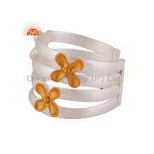 Silver Gold Plated Flower Design Ring