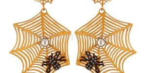 Silver Spider Net Earring