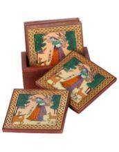 Gemstone Painted Square Coaster Set