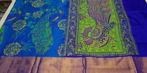 Uppada 8' inches Kaddi Border Print Sarees