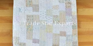 Cotton Silk Patola Sarees Patchwork Bed Cover Kantha Quilt