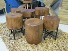 Wooden Block Seat under Metallic Legs