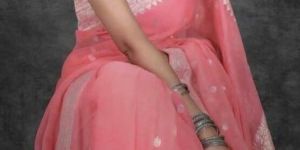 Ladies Party Wear Pure Chiffon Khadi Silk Saree