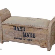 WOODEN BENCH WITH CANVAS SEAT