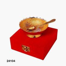 Brass Bowl Silver and Gold Plated with Spoon