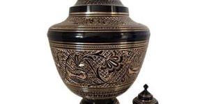 Gold Brass Midnight Ornate Urn