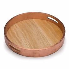 Copper Metal Wood Tray for Serving
