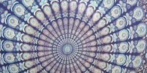 Handmade Print Blue Peacock Mandala