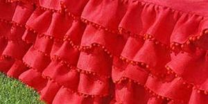 Red Wedding Decor Ruffle Tablecloth