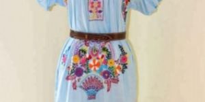 Vintage Embroidered Mexican Festival Dress