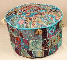 Embroidered Ottoman Pouf