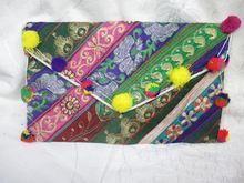 Handmade Pom Pom Clutch Bag