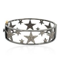 Silver Pave Diamond Star Bangle