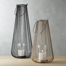 Glass Shade inside Metal Wire Round Candle Holder