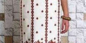 White Kashmiri Embroidered Unstitched Suit Fabric