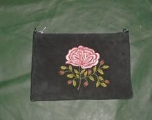 Embroidered Black Wristlet