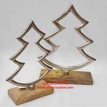 Aluminum Christmas Tree on Wooden Base