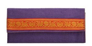 Embroidered Jute Clutch Bag