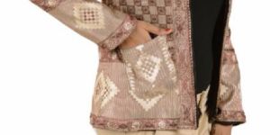 Jacket Woven Brocade Long Sleeves Coat Fleece Zipper