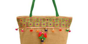 Jute Hand Embroidered Shoulder Bag