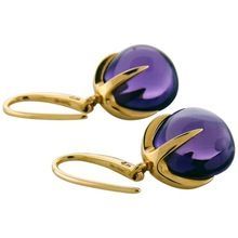 Amethyst Gold Plated Hook Dangle Earrings