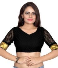 Black Creap Blouse with Short Sleeves