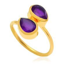 Amethyst Dabble Pear Adjustable Gemstone Rings