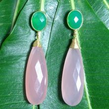 Pink Chalcedony and Chrysoprase Gemstone Earrings