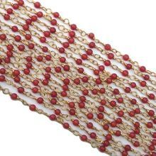 Ruby Faceted Gemstone Silver over Gold Chain