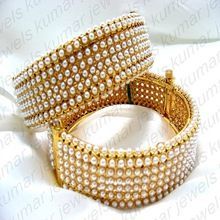 Big Pearl Beaded Gold Plated Bangles