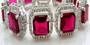 Ruby Stone Platinum Plated Women Bracelet