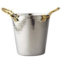 Stainless Steel Wine Cooler with Brass Handles