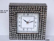 Metal Mosaic on Wood Table Clock