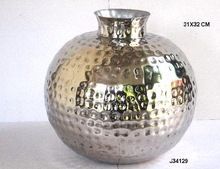 Nickel Finished Hammered Vase