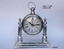 Two Pillar Round Dial Table Clock