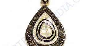 Antique Diamond Gold Plated Silver Pendant